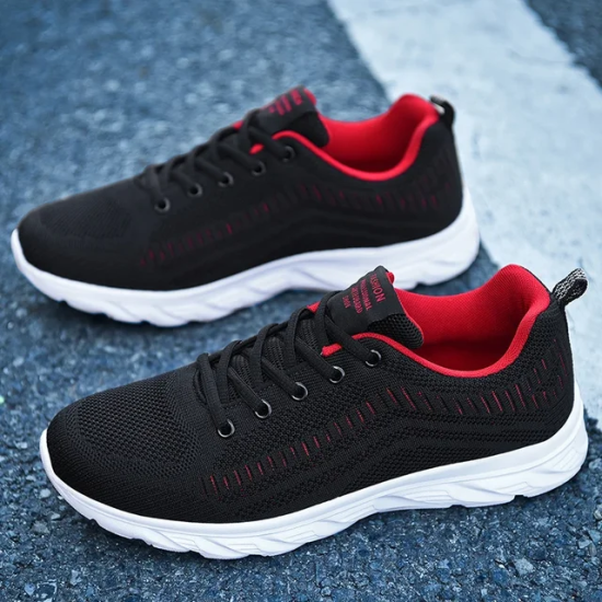 Breathable Tennis Running Walking Gym Shoes Black red